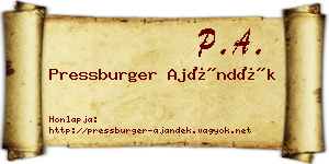 Pressburger Ajándék névjegykártya